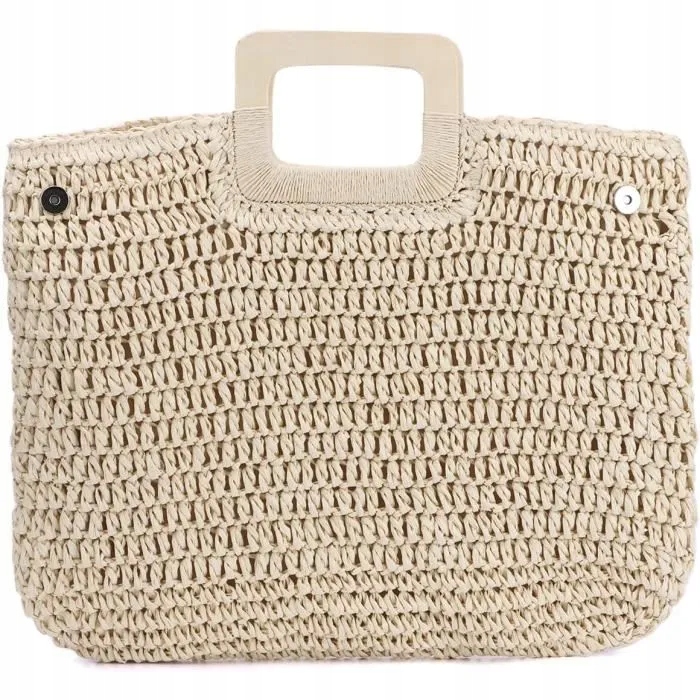 TORBA SŁOMIANA PLAŻOWA BOHO PLECIONA POJEMNA KOSZYK SHOPPER MIEJSKA VINTAGE