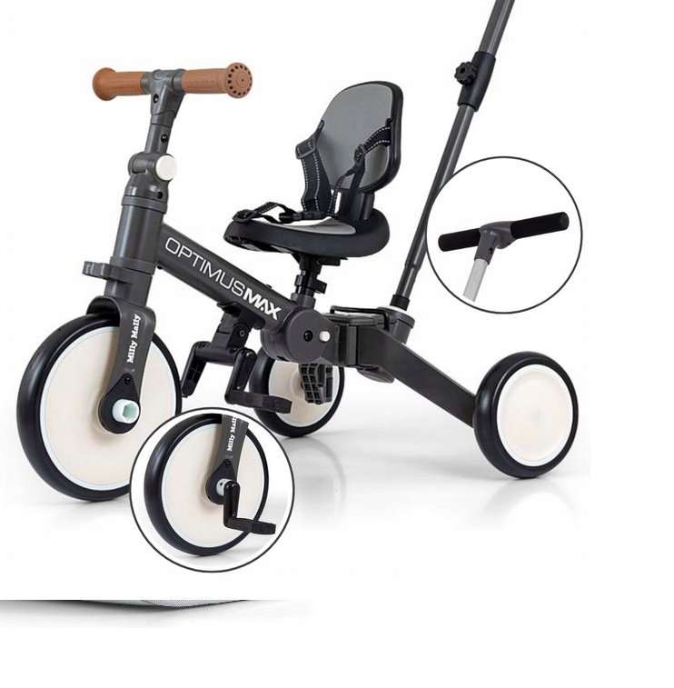 Milly Mally Rowerek trójkołowy 5w1 Optimus Max dark grey 6265