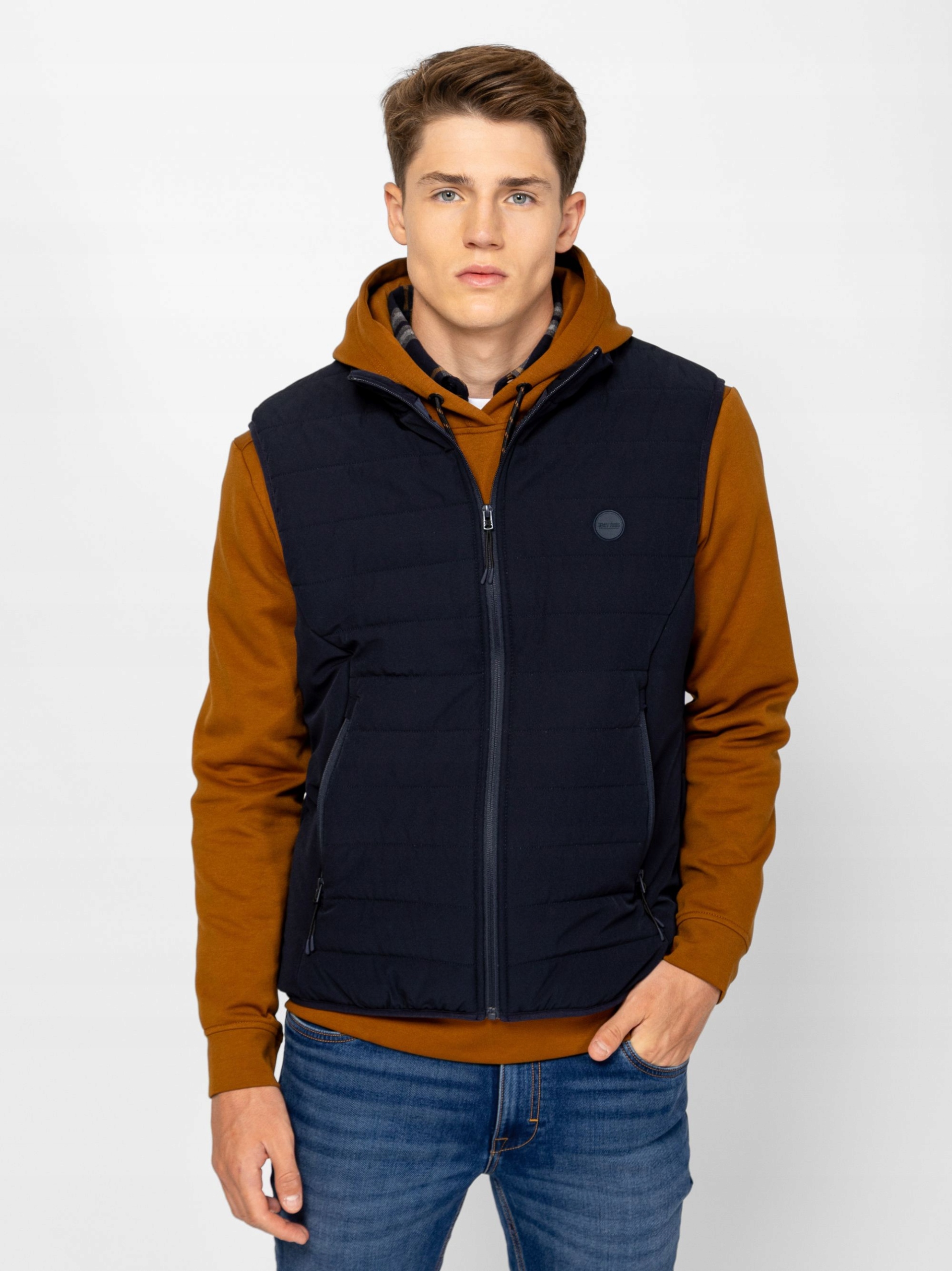 Heavy Tools Pánská Prošívaná Vesta Bez Rukávů Warman Navy Tmavě Modrá XL