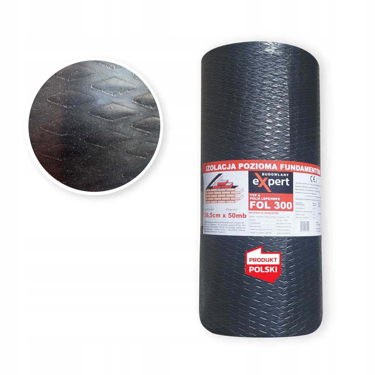 FOLIA FUNDAMENTOWA IZOLACJA POZIOMA 36,5cm x 50mb