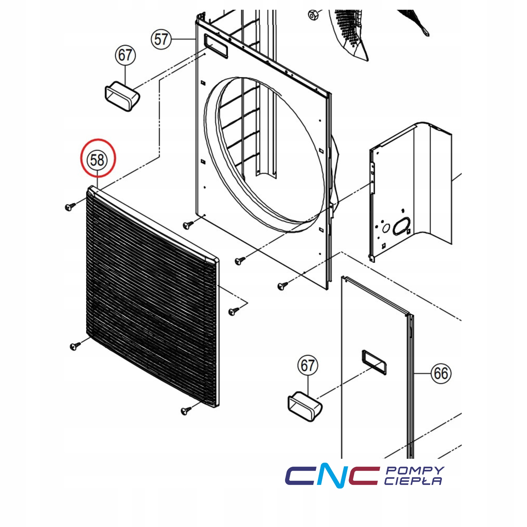 Panasonic CWE201073 – Originální výstupní mřížka (fan grile) pro jednu vnější stranu.