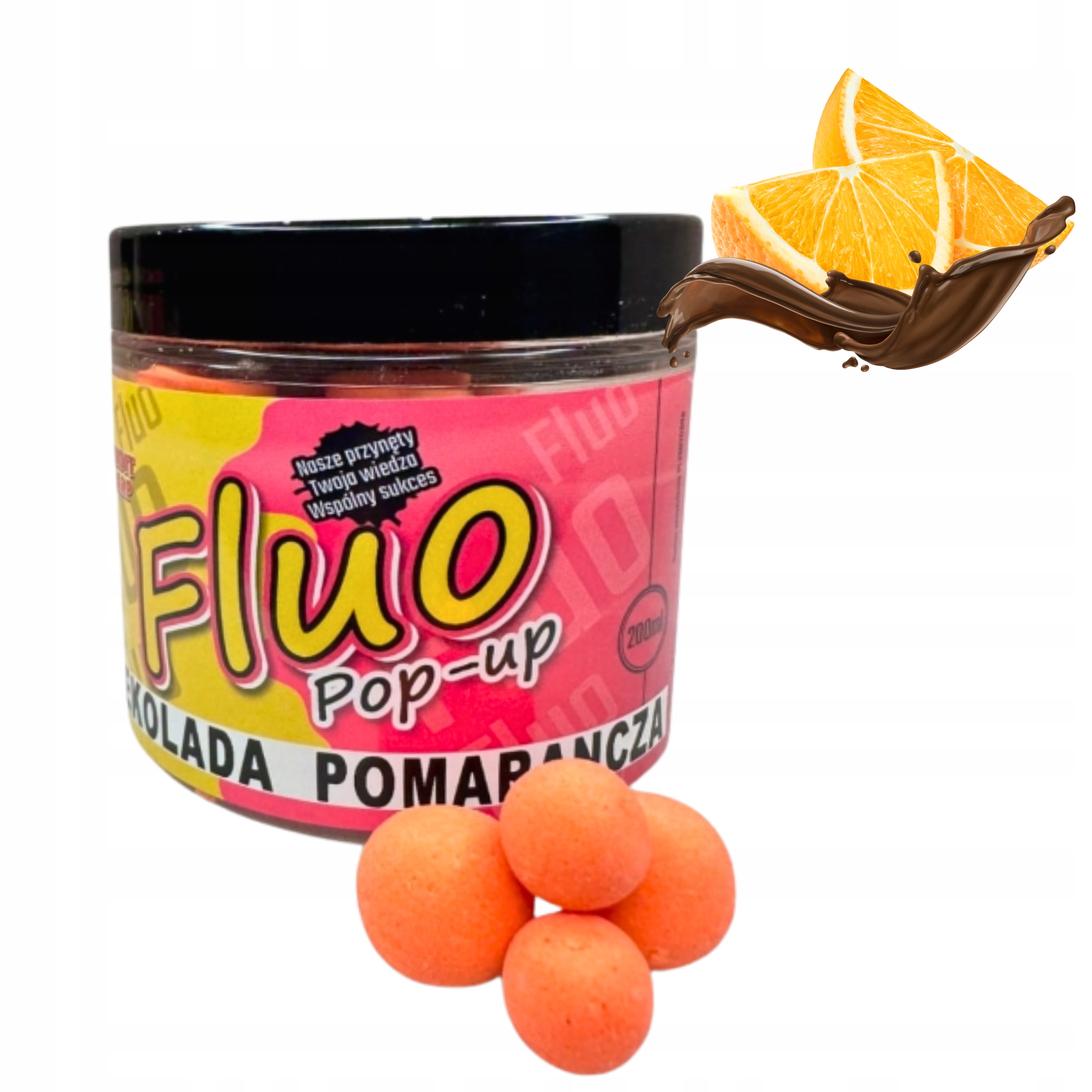 Kulki proteinowe pop up pływające Czekolada Pomarańcza 10-16mm Fluo Bandit