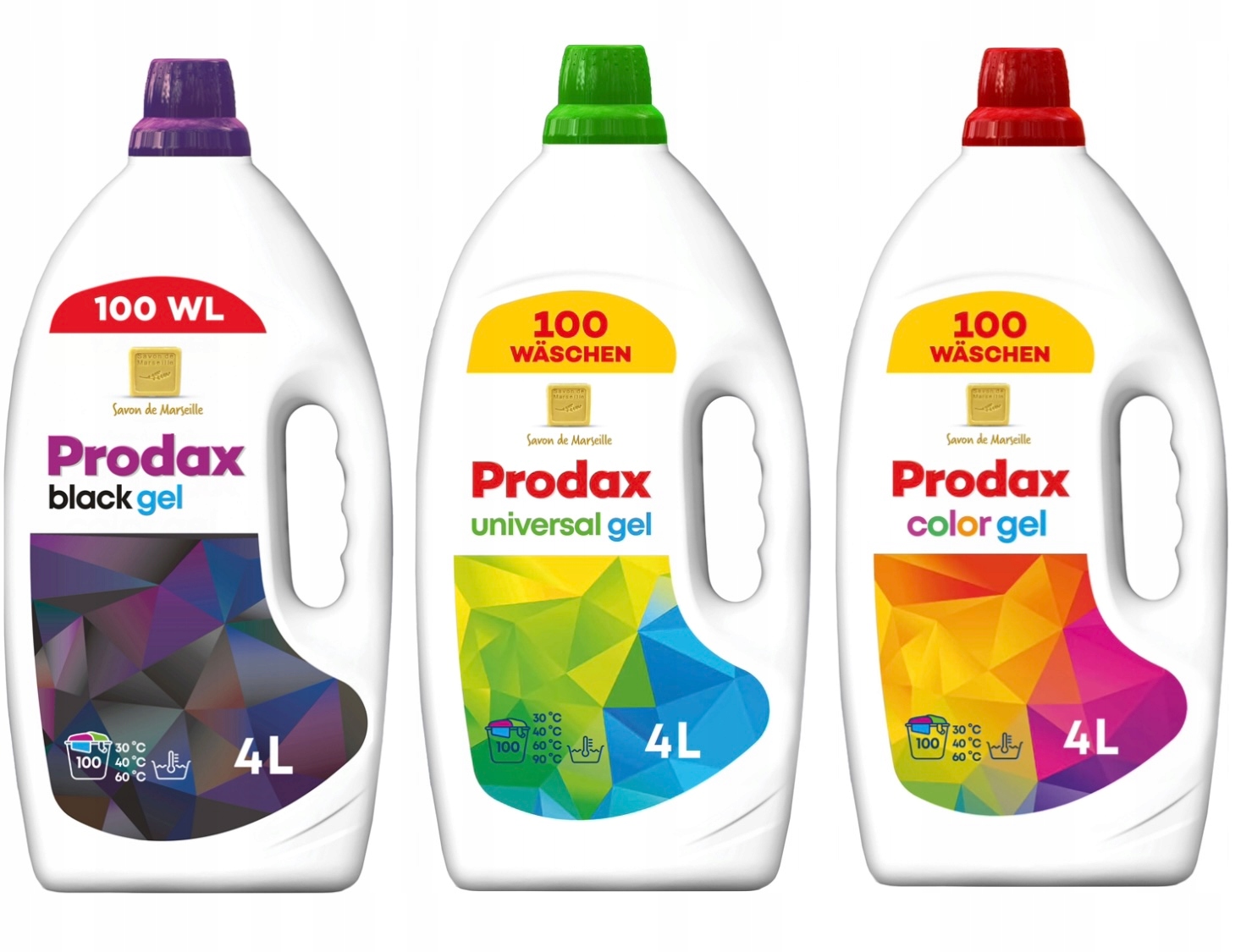 Levně 3x Prodax Gel na Praní Black Uni Color na Černé, Bílé a Barevné prádlo (de verze)