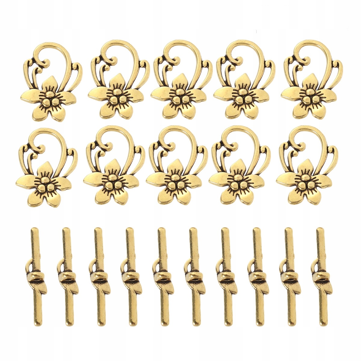 10Pairs Golden Alloy Toggle Clasps Connector for DIY Bracelet Making