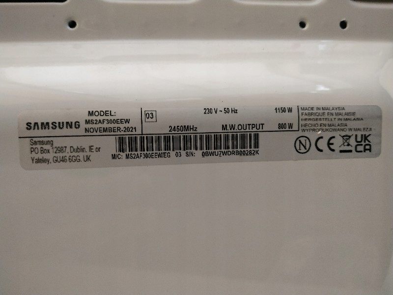 MIKROFALA SAMSUNG MWF300G MS2AF300EEW 800W 23L Model MS2AF300EEW