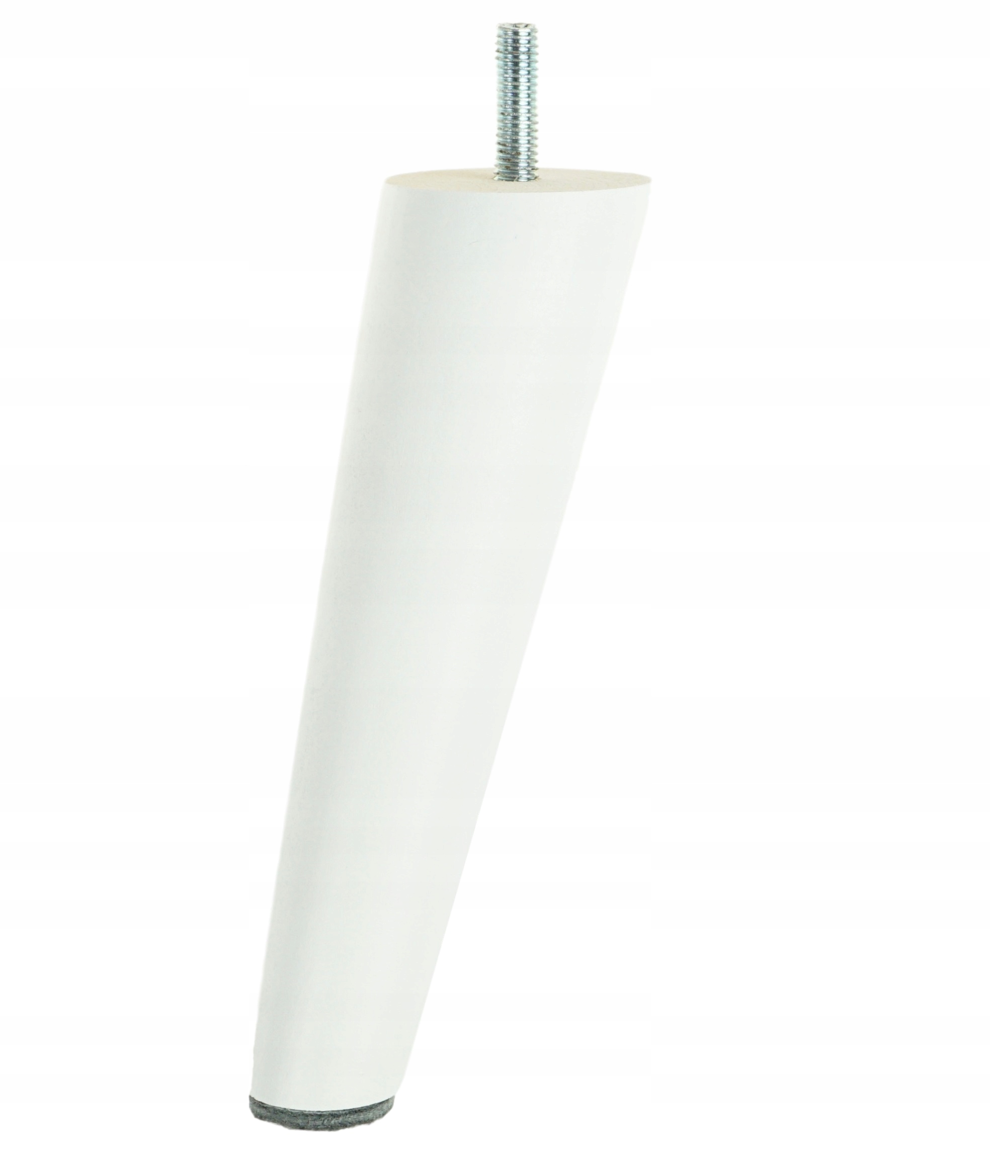 

noga drewniana 15 CM buk biała skośna ze szpilką