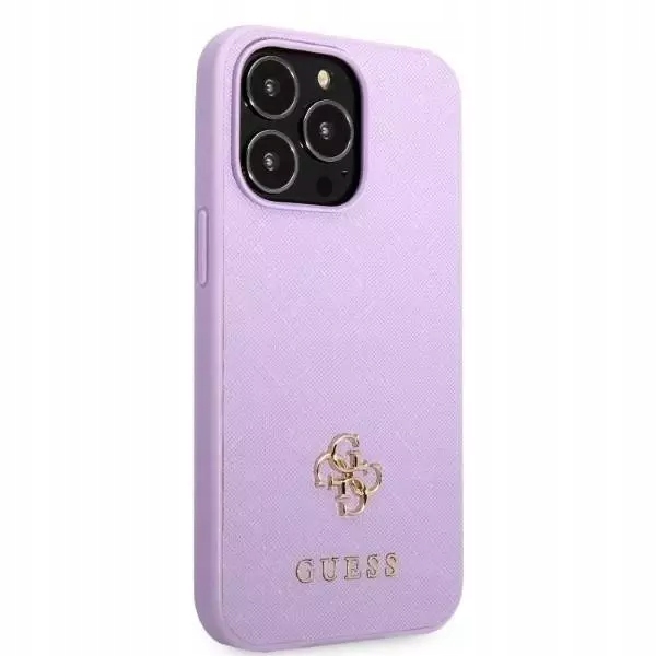 Etui Guess Saffiano 4G Small Metal Logo na iPhone 13 Pro Max purpurowe