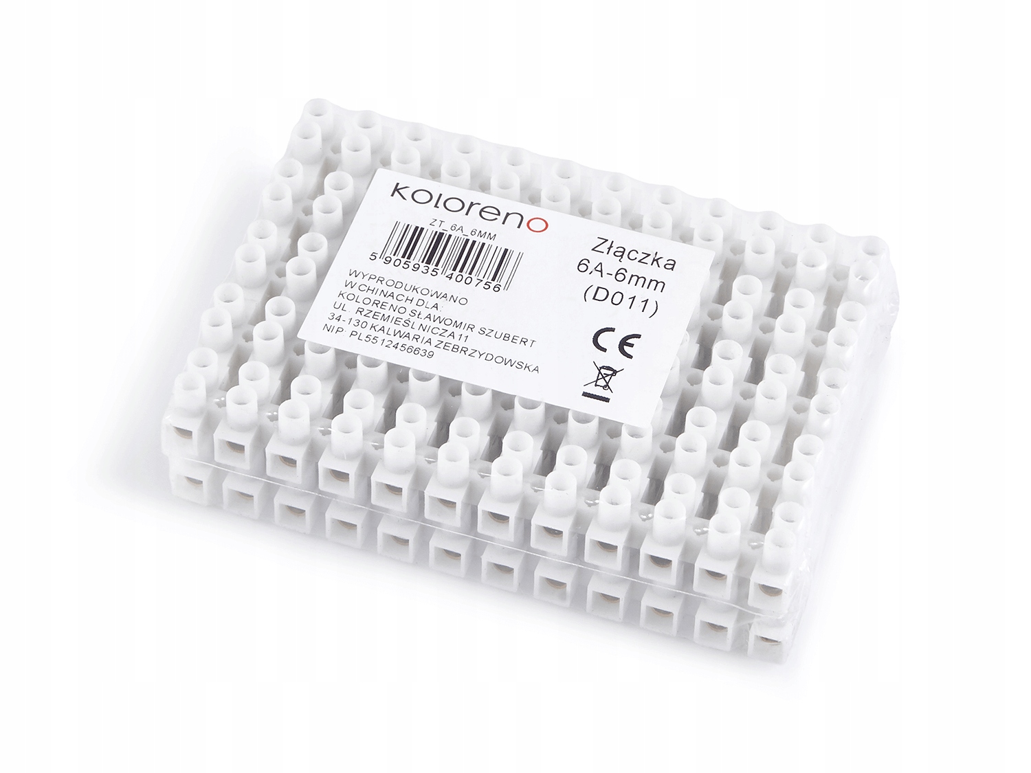 ZŁĄCZKA 12-TOROWA KOSTKA LISTWA ZACISKOWA 6MM 6A - 10SZT EAN (GTIN) 5905935400763