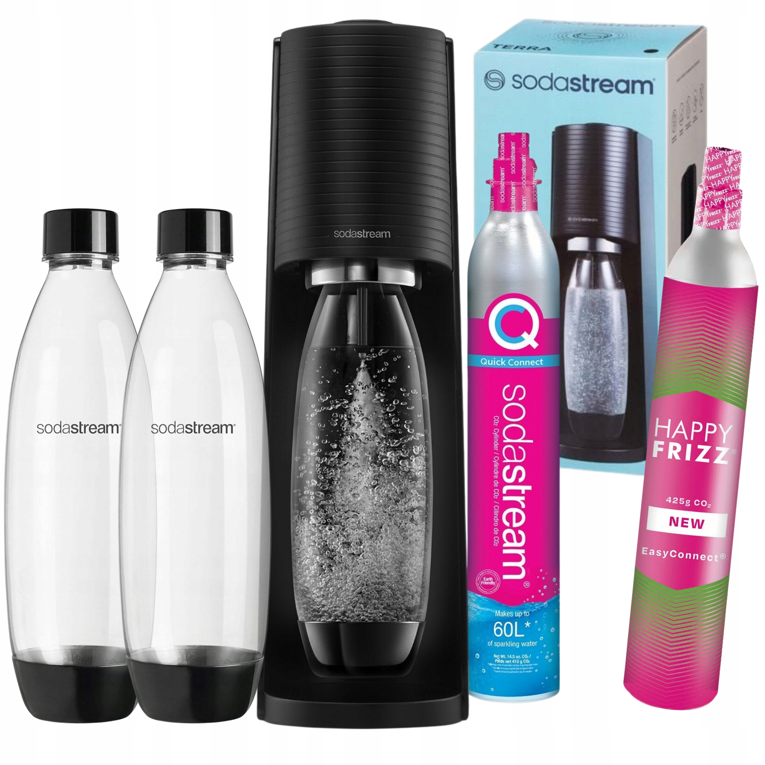 Výrobník Sody SodaStream Terra Černý, 2 lahve Fuse 1L 2x láhev s CO2 plynem