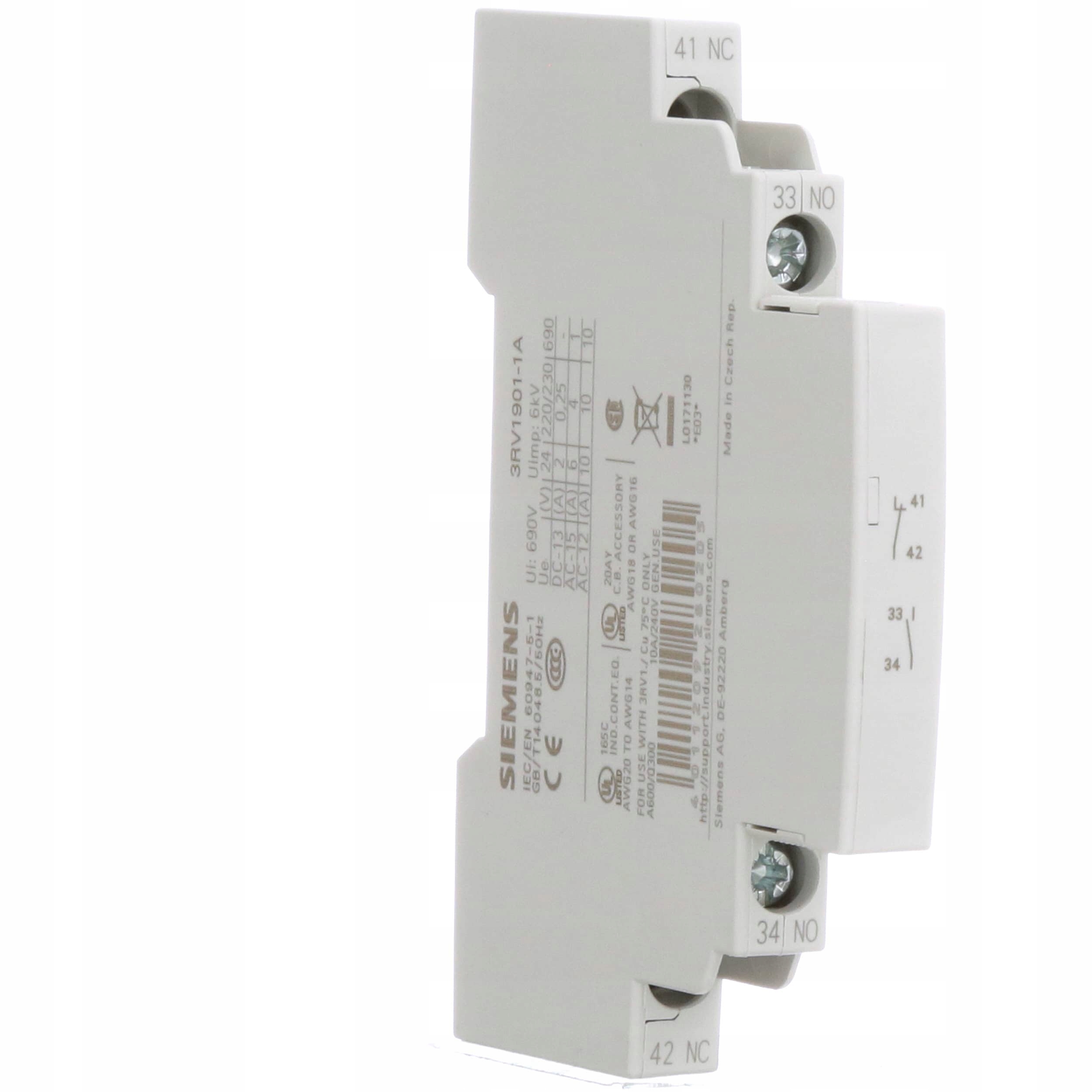 Stycznik 3RV1901-1A BOCZNY 1NO + 1NC SIEMENS