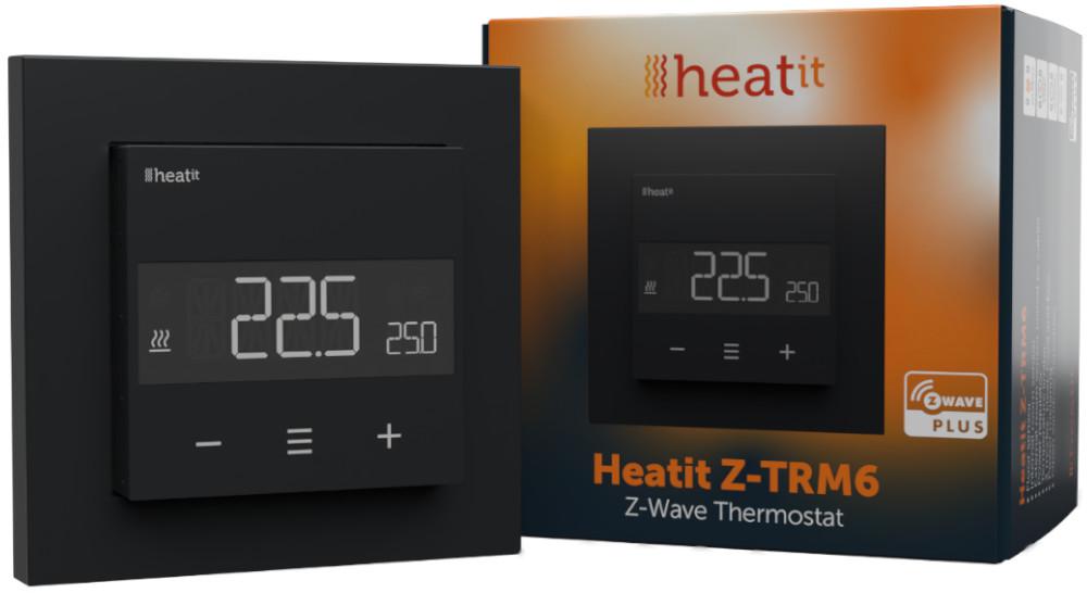 Termostat Heatit Z-TRM6 Black Matt Z-Wave Thermostat 3600W 16A 868,4 MHz