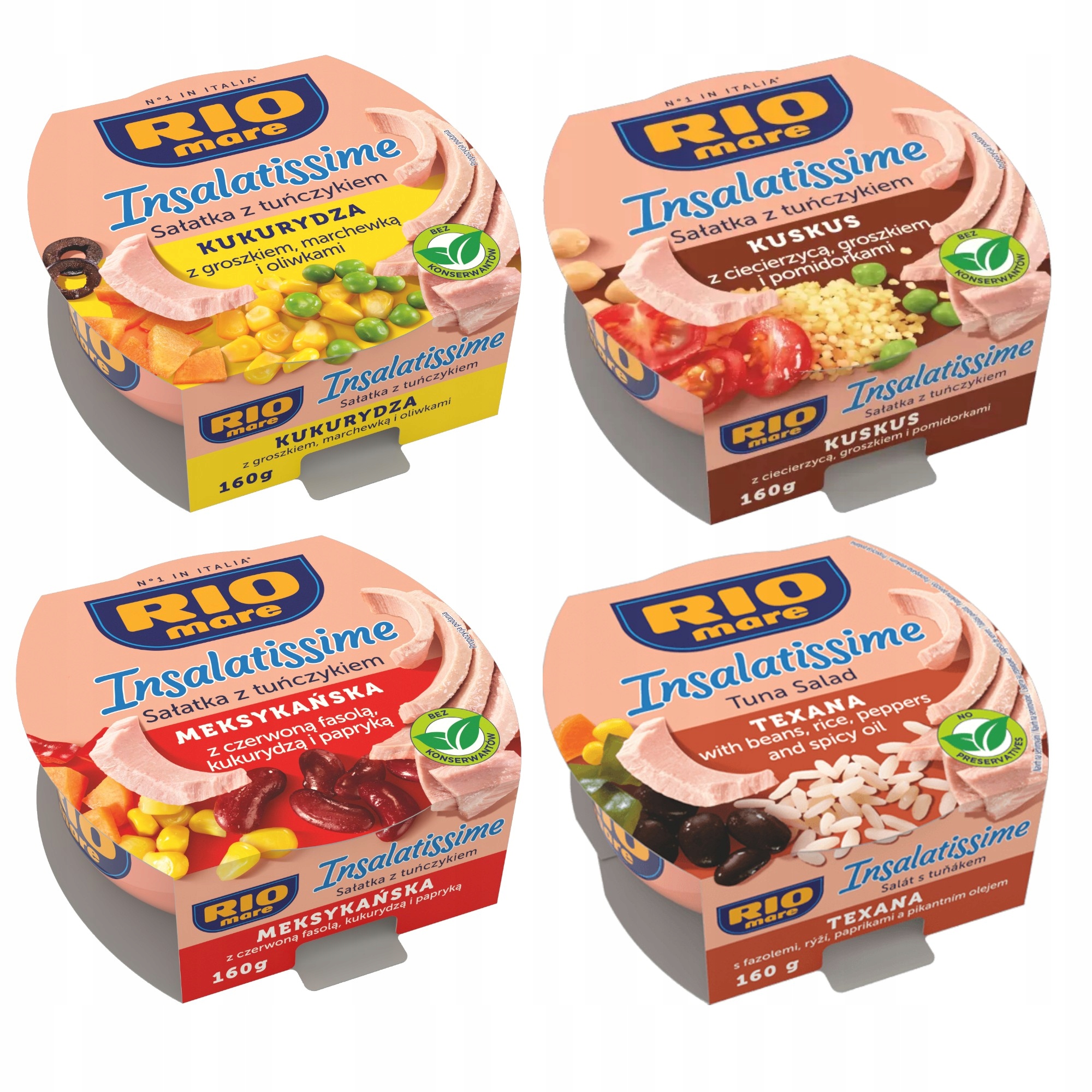 Sałatka Rio Mare Tuńczyk MIX 4 Smaków 18X160G Zestaw Długi Termin