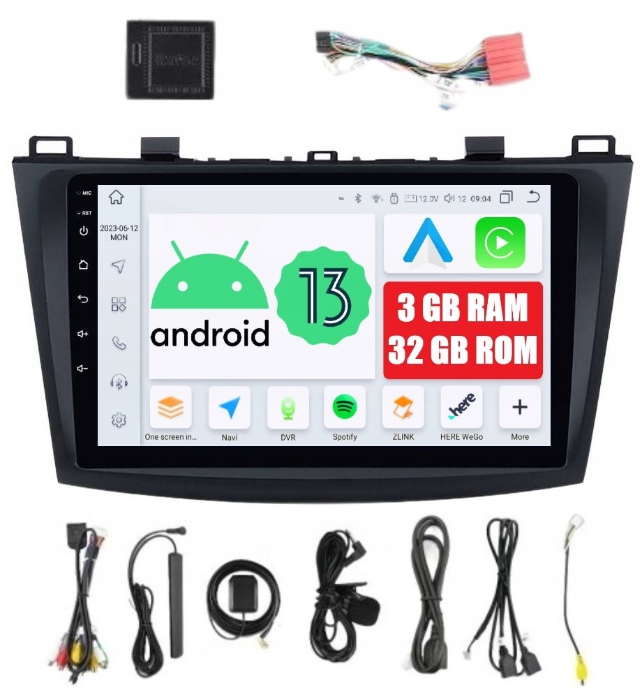Navigace Rádio 2DIN Android Mazda 3 II 2 Carplay 3/32 Gb Dsp Lte