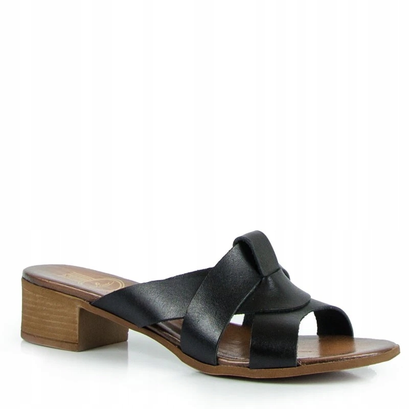 LEMAR 40236 KLAPKI SANDAŁY SKÓRA LICO CZARNE 39