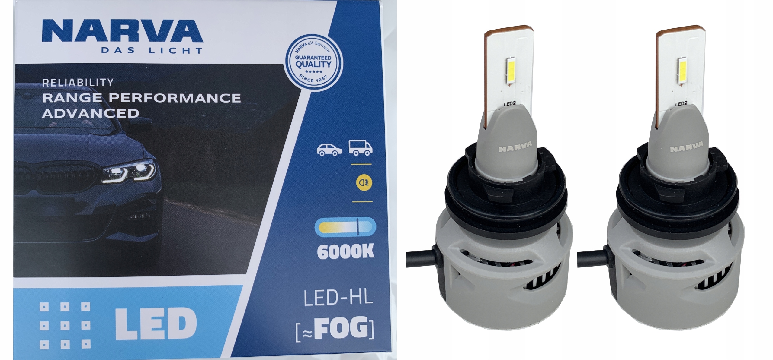 Żarówki Ledowe Led H8 H11 H16 Rpa Narva Range Power Advanced 6000K 12V/24V