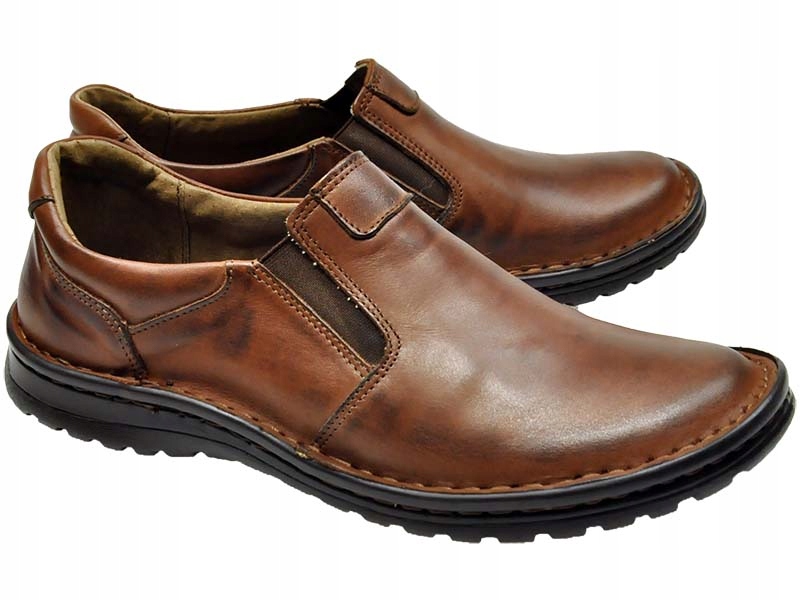 MĘSKIE POLSKIE MOKASYNY SKÓRZANE 515 RUDY 42 Długość wkładki 28 cm