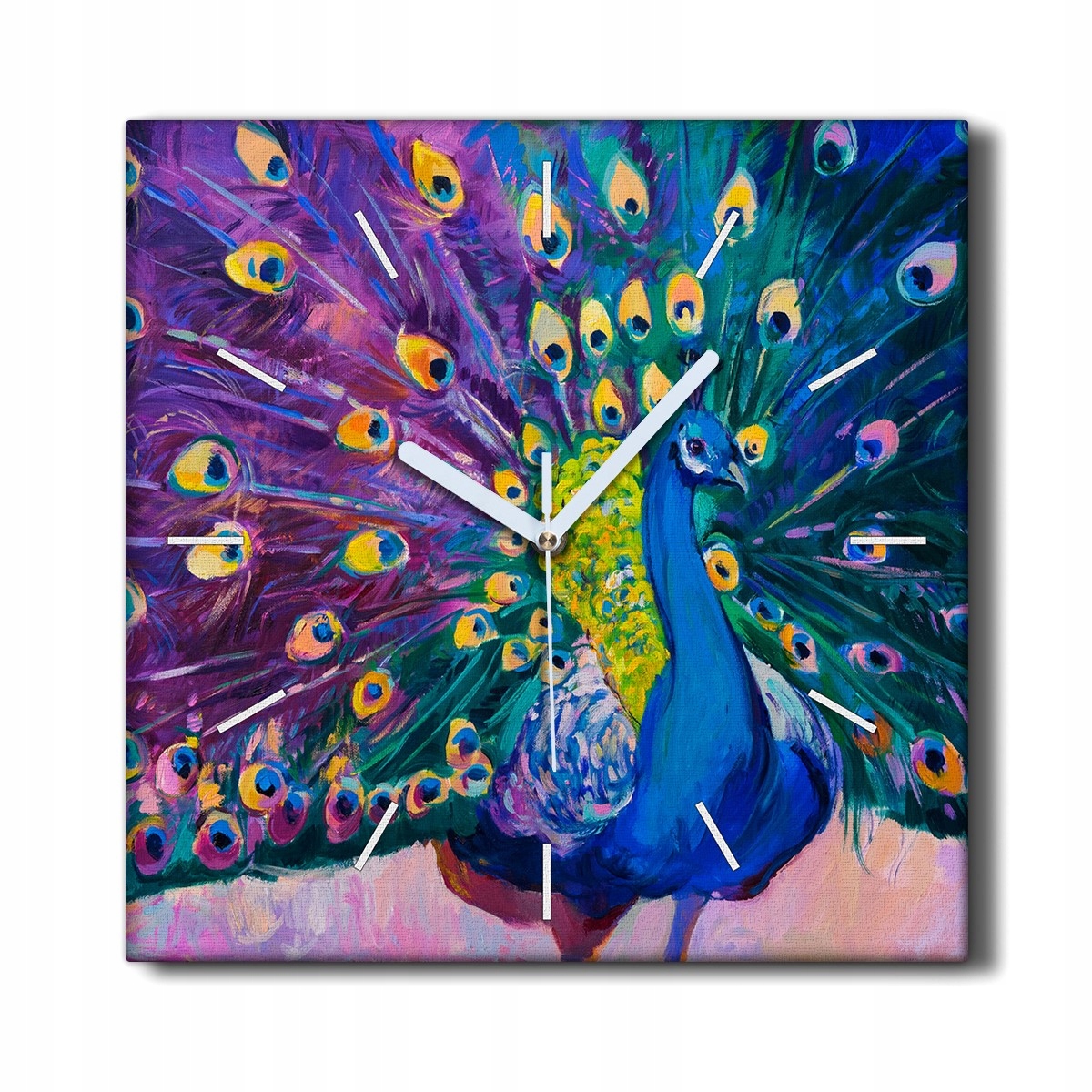 

Zegar canvas wiszący 30x30 Zwierzę ptak paw pióra