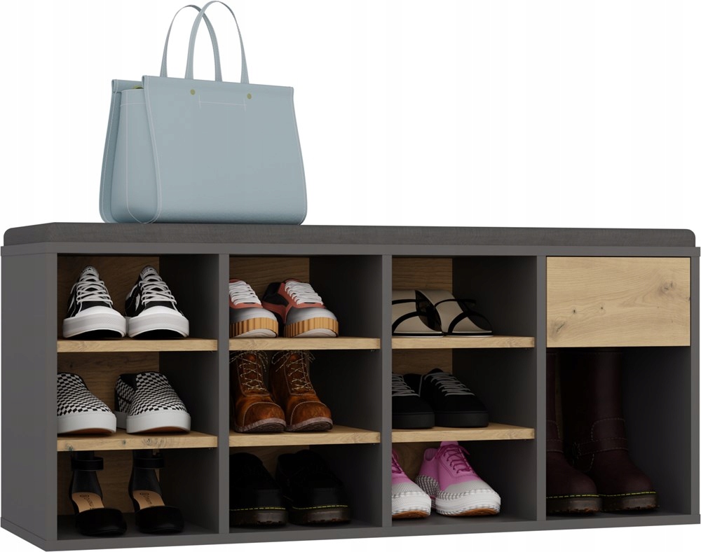 Skrinka Na Topánky Tallin Antracit Dub Artisan Sedadlo So Zásuvkou 110x46x35