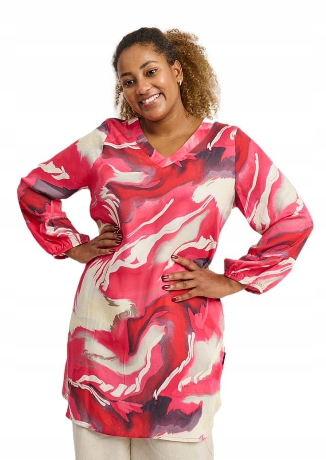 Pont Neuf Fantastická Růžová Tunika Vzor Viskóza V474 42