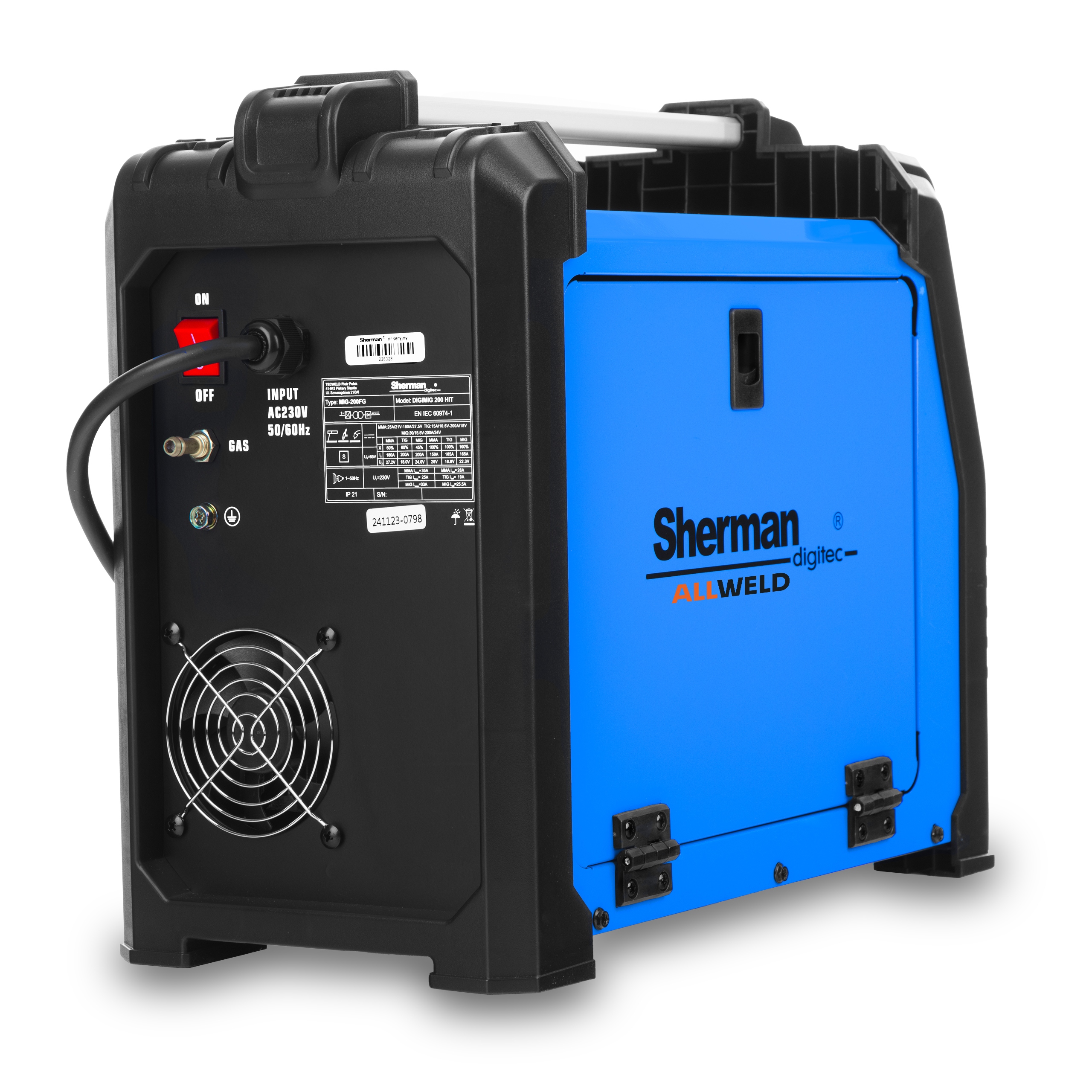SPAWARKA INWERTOROWA SHERMAN DIGIMIG 200 HIT SYNERGIA MIG MMA TIG 200A 230V Zakres spawania 30-200 A
