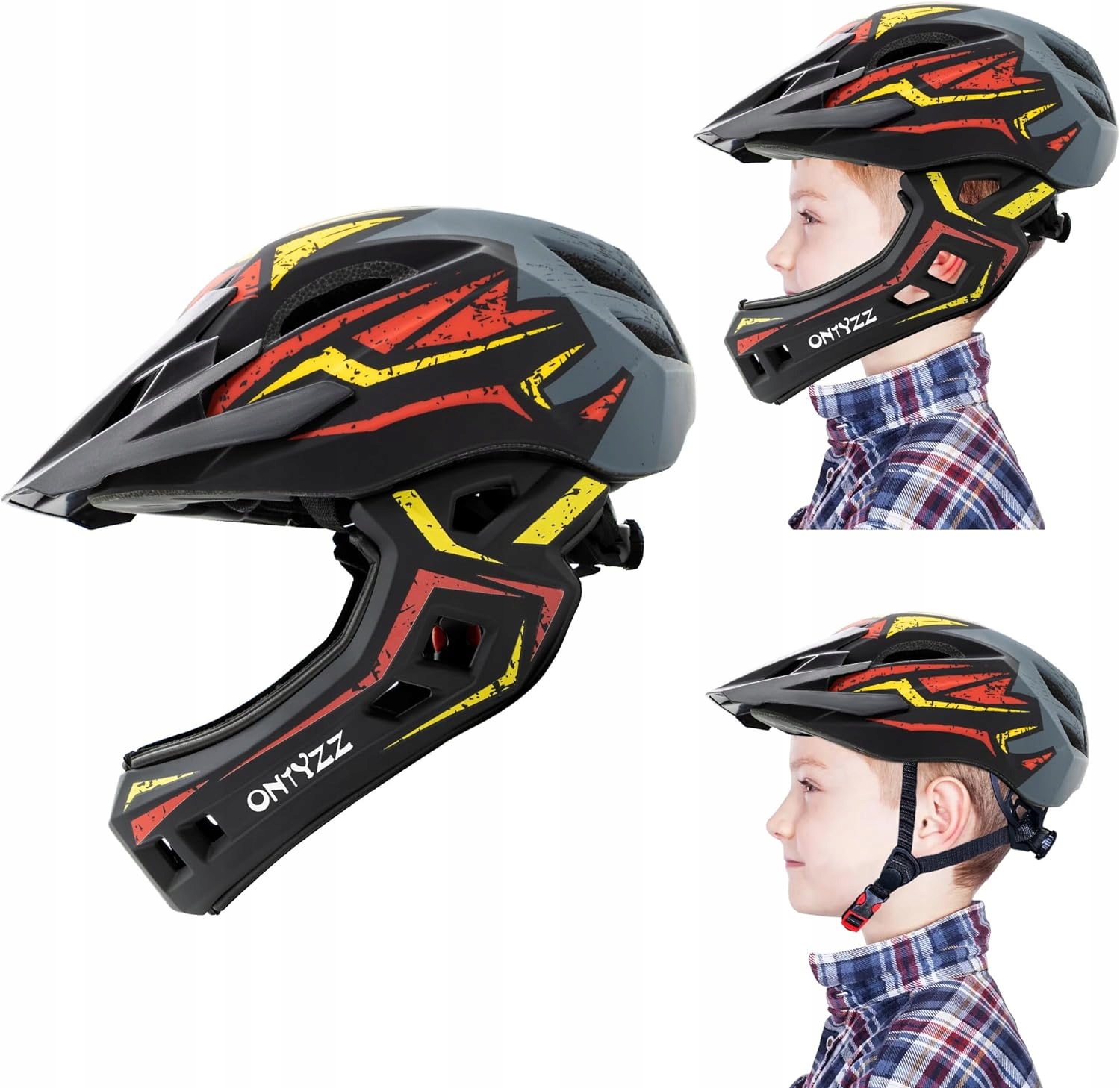 Kask rowerowy dziecięcy fullface Ontyzz JC-012 Grey S 48-53cm