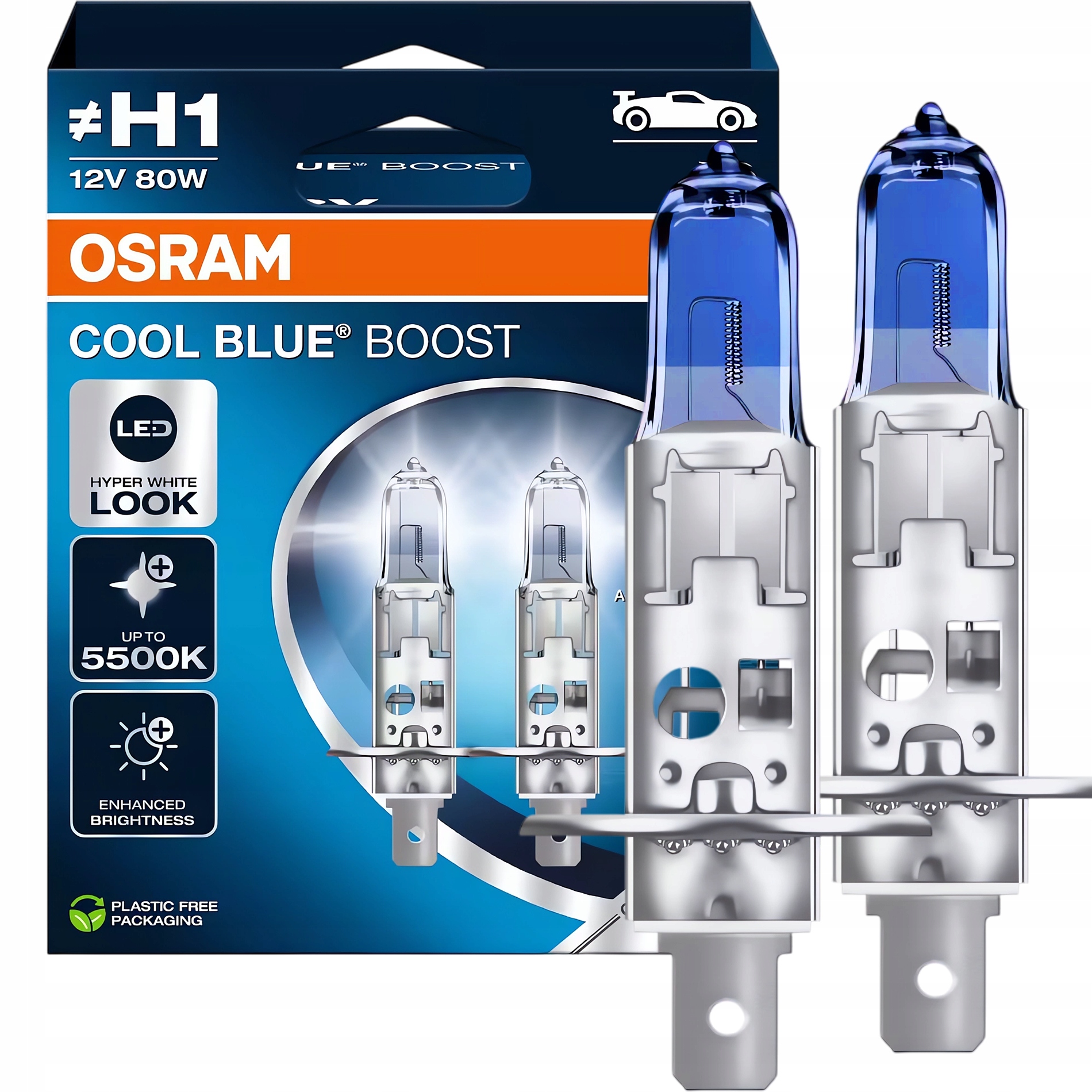 Osram H1 80W Cool Blue Hyper Boost 5500K Żarówki 2SZT White Białe