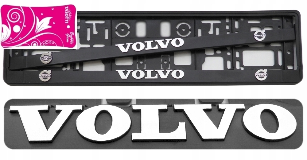2x 3D RAMKA TABLICY REJESTRACYJNEJ CHROM VOLVO