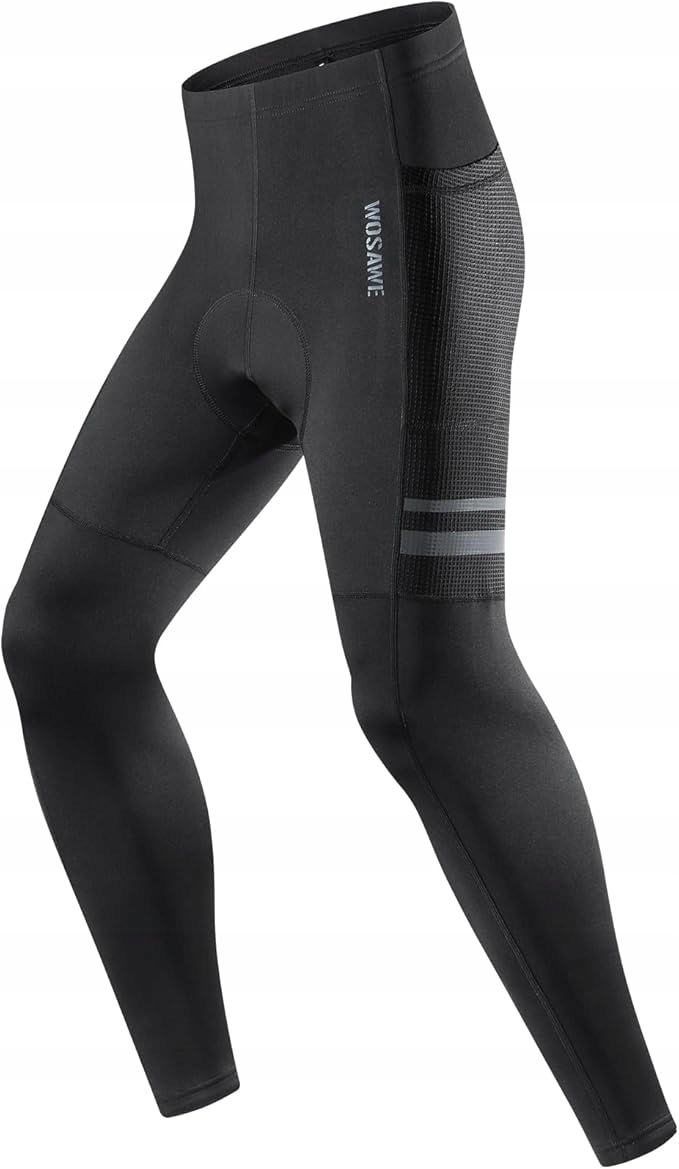 Męskie Spodnie Kolarskie Czarne Długie Wkładka Rowerowe Wosawe Termiczne S