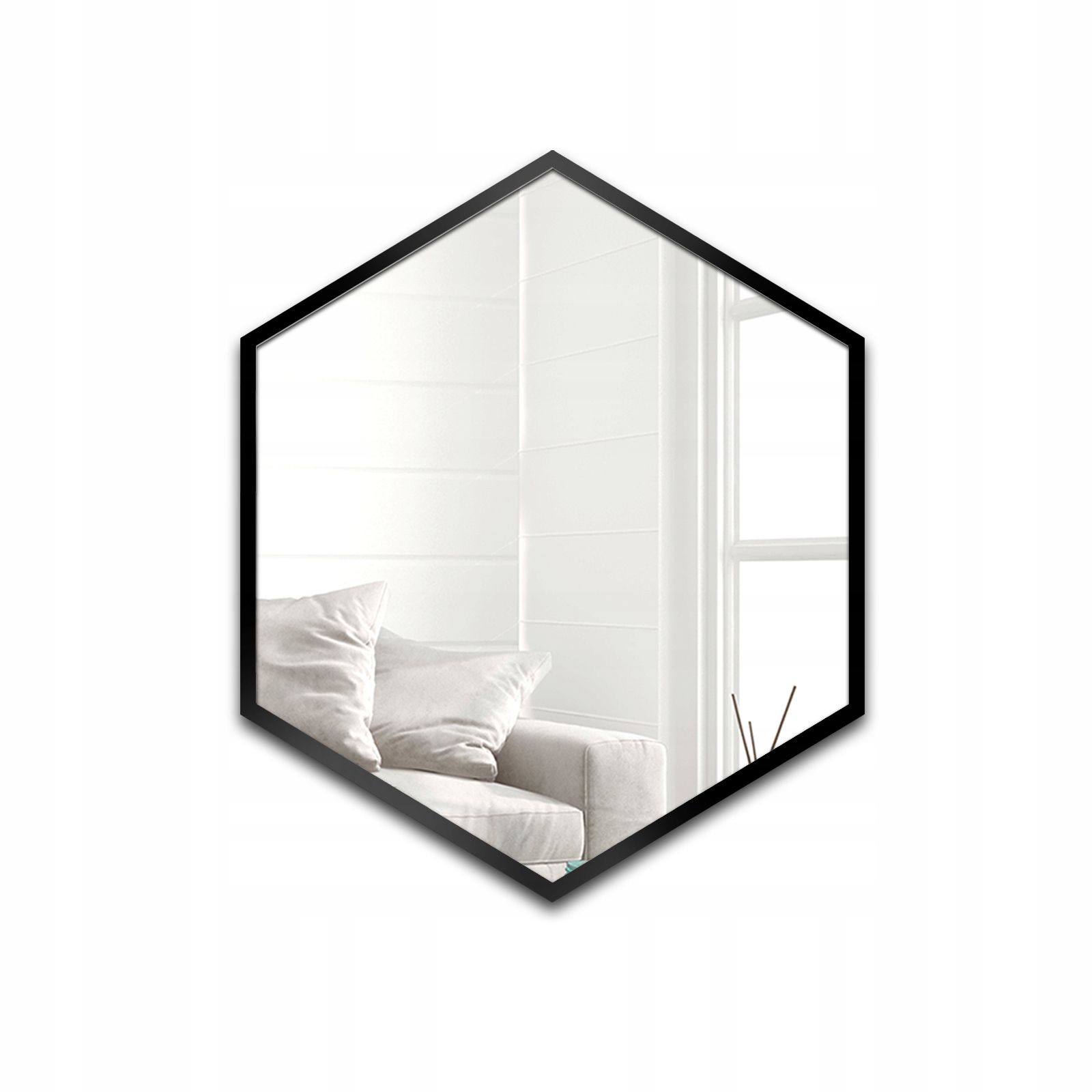 Geometrické Zrcadlo Hexa v černém Mdf rámu 100X115 k zavěšení na zeď