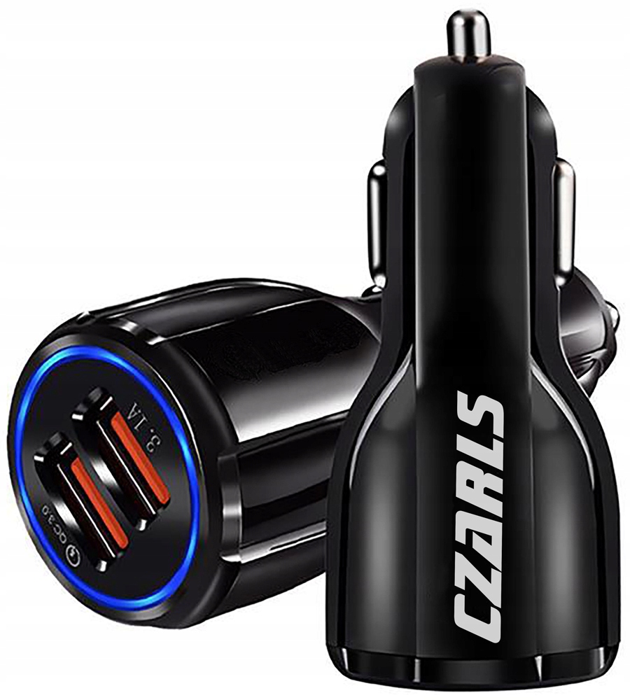 SZYBKA ŁADOWARKA SAMOCHODOWA 2 x USB QC 3.0 Podświetlenie LED