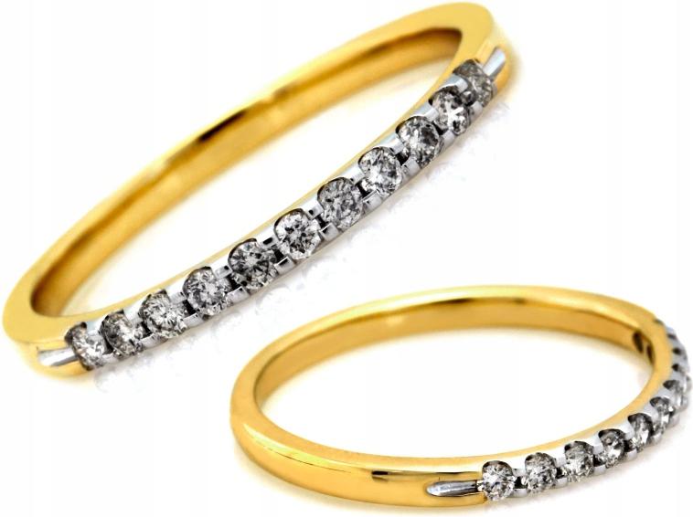 Prstýnek zlatý úzký s brilianty 585 prstenový 0.20 ct jako dárek r14