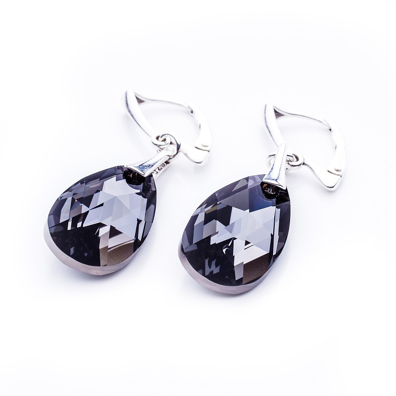Stříbrné náušnice s kr. Swarovski Mandle 22 mm Sini
