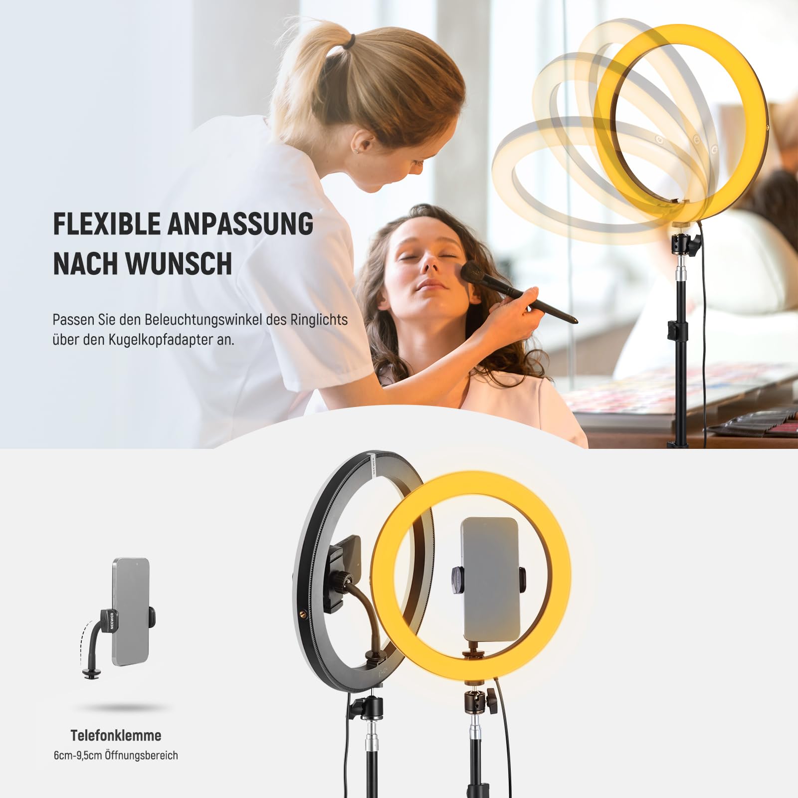 NEEWER 30cm 24W LED Ring Światło Telefon Dwukolorowe 2900K-7000K USB Typ C — miniatura 8