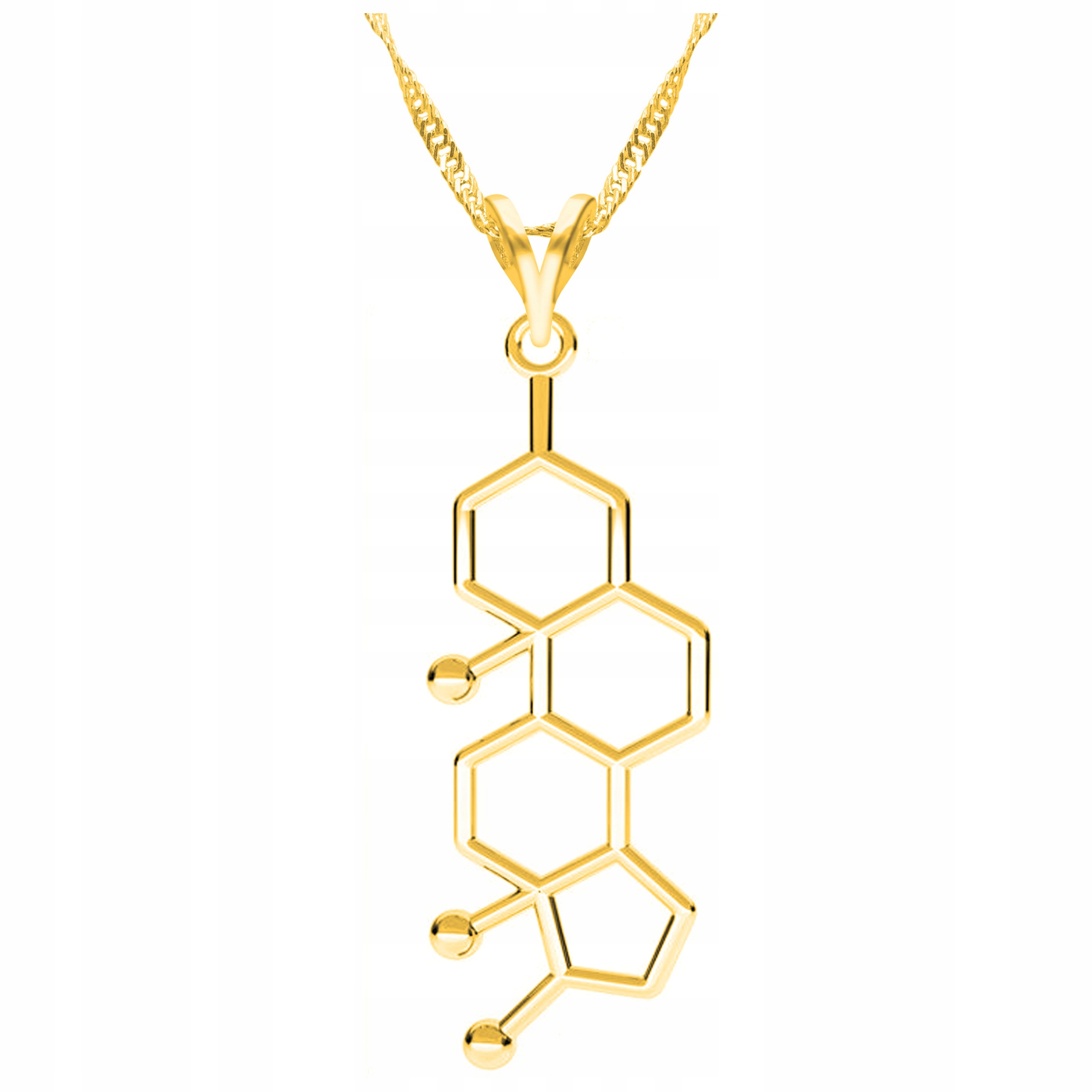Zlatý náhrdelník s testosteronovým vzorem, vzor testosteronu, chemie Stříbro 925