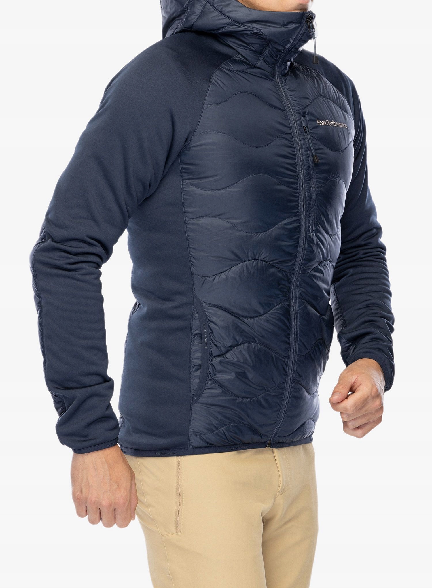 Hybridní bunda Peak Performance Helium Down Hybrid Hood modrá barva L