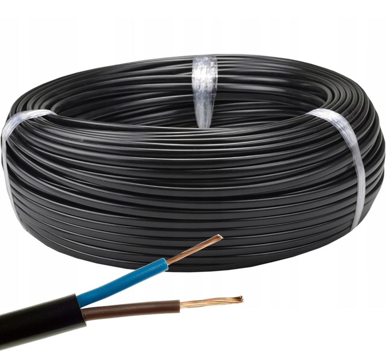 

Przewód Płaski Kabel OMYp 2x1,5mm Linka Czarny 10m