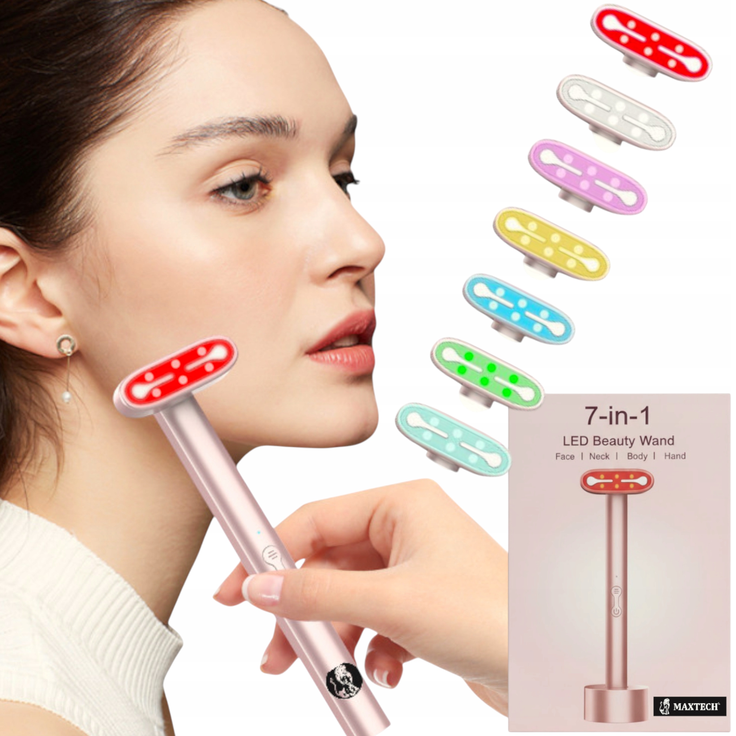 Masážní Přístroj na obličej a oční okolí, vibrační s nahříváním a Led světelnou terapií.