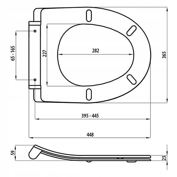 DESKA SEDESOWA WOLNOOPADAJĄCA WYPINANA SLIM ROYAL Rodzaj wylewki Stała