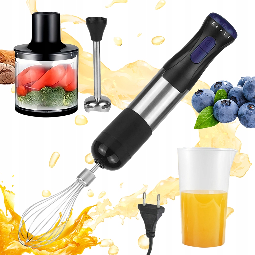 4V1 Ruční Mixér Ergonomická Rukojeť Nerezová Ocel 5 Rychlostí