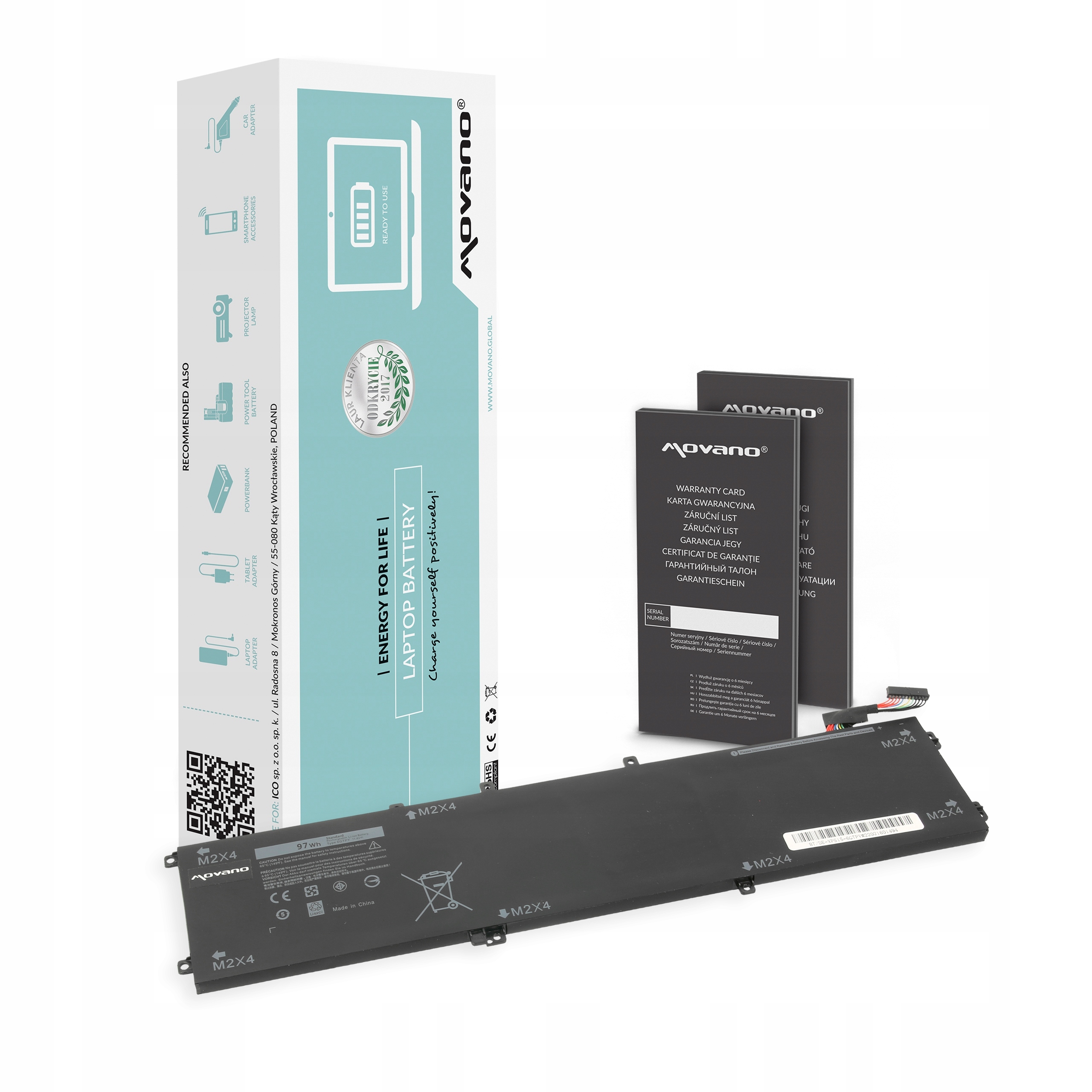 Movano Bateria 6GTPY do Dell XPS 15 9550 - 6000 mAh (69 Wh)