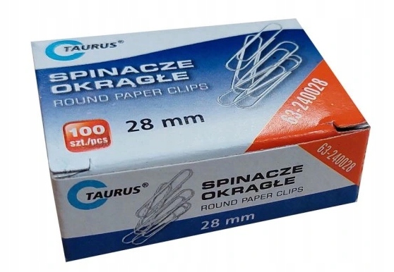

Spinacze biurowe stalowe okrągłe 28mm-100szt