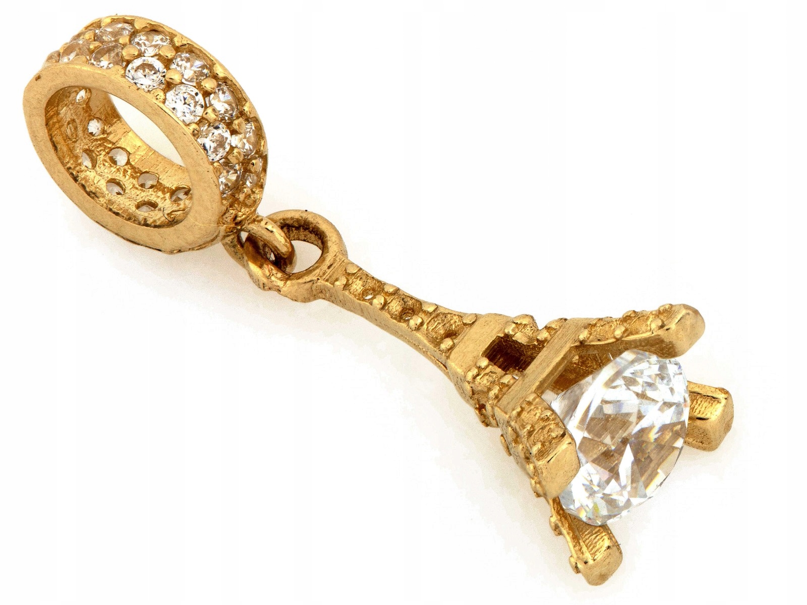 Zlatý přívěsek 585 beads Eiffelova věž se zirkony, elegantní, 1.33g dárek