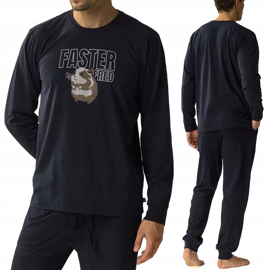 Pánské volné bavlněné pyžamo s dlouhým rukávem Atlantic NMP-376 M