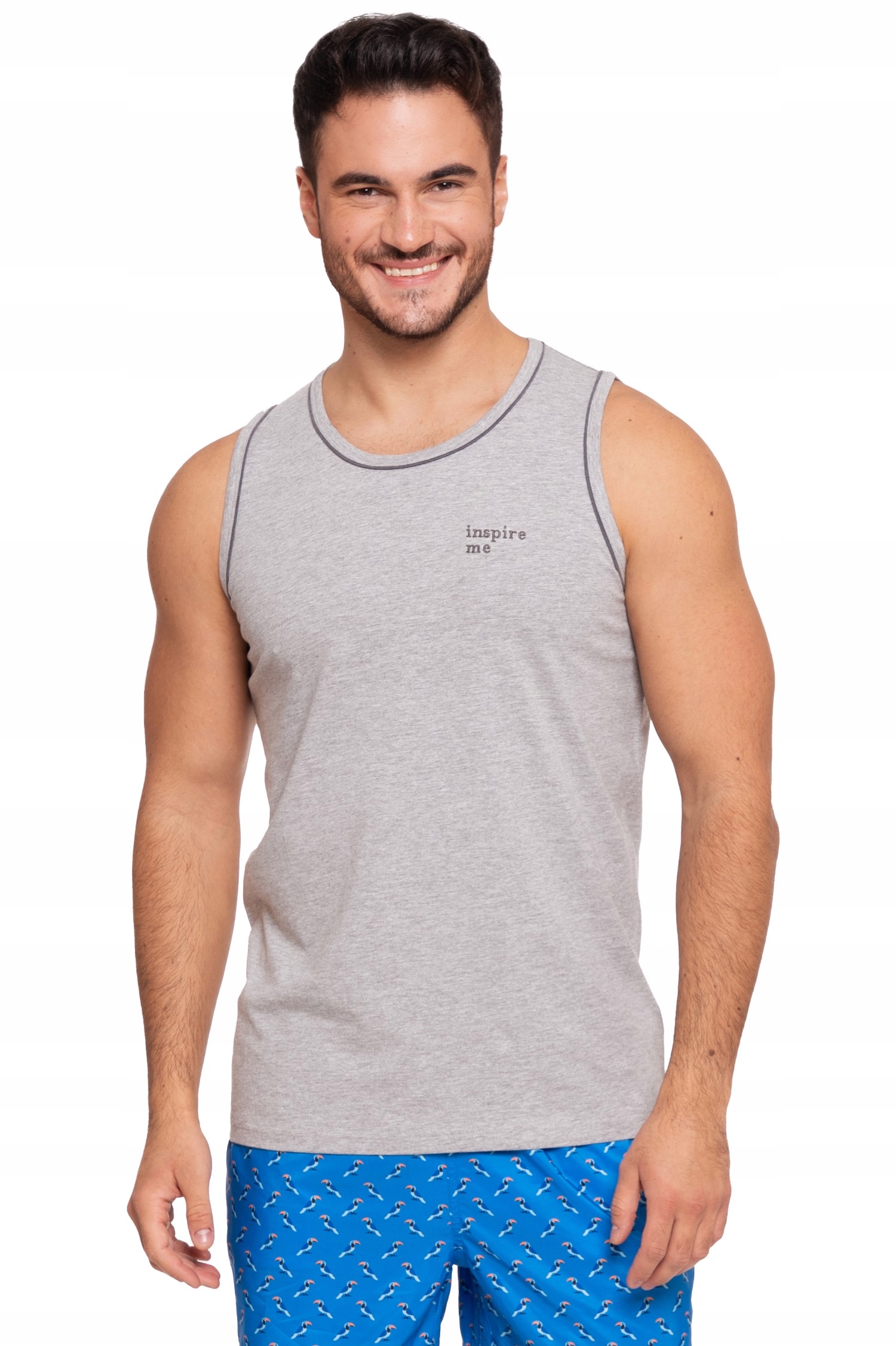 KOSZULKA MĘSKA BEZRĘKAWNIK TANK TOP BAWEŁNA NA LATO MORAJ SZARY R.L Marka Moraj