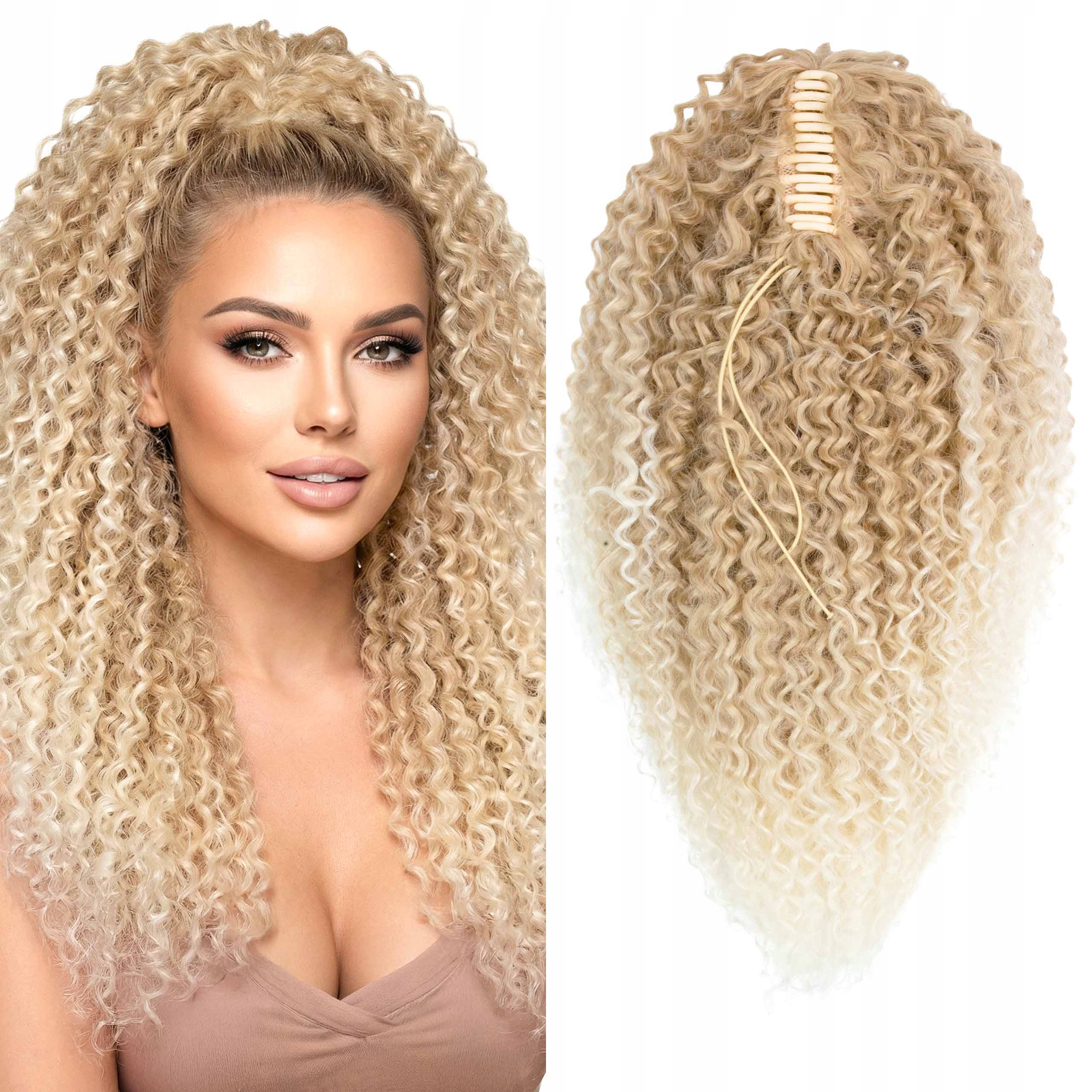 Afrokrab kucyk na klamrze włosy syntetyczne sztuczne Ewa 55cm blond ombre