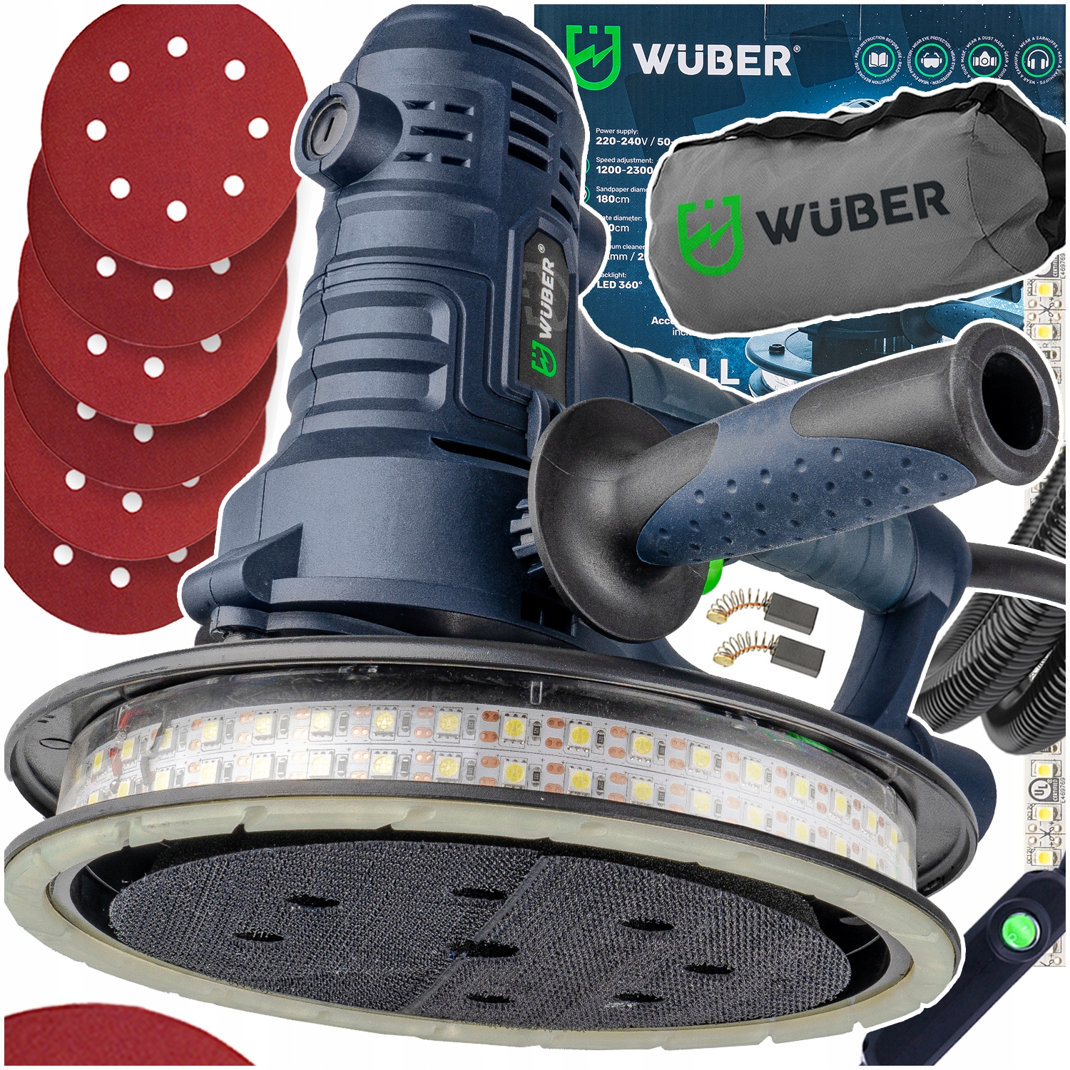 Síťová Bruska Na Sádru 180 MM S Led Páskou 6 Papírů