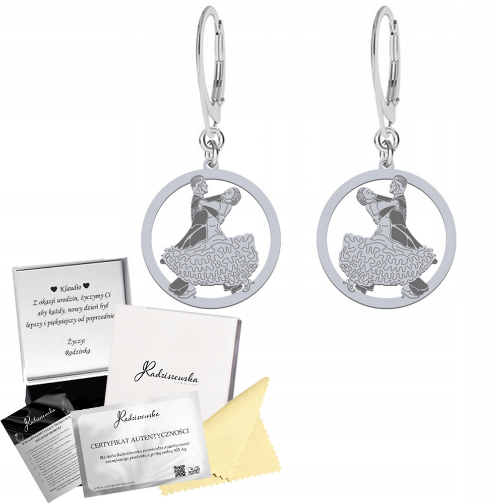 Stříbrné Náušnice Společenský tanec Bigiel Dárek Gravírování Dedikace Bonus