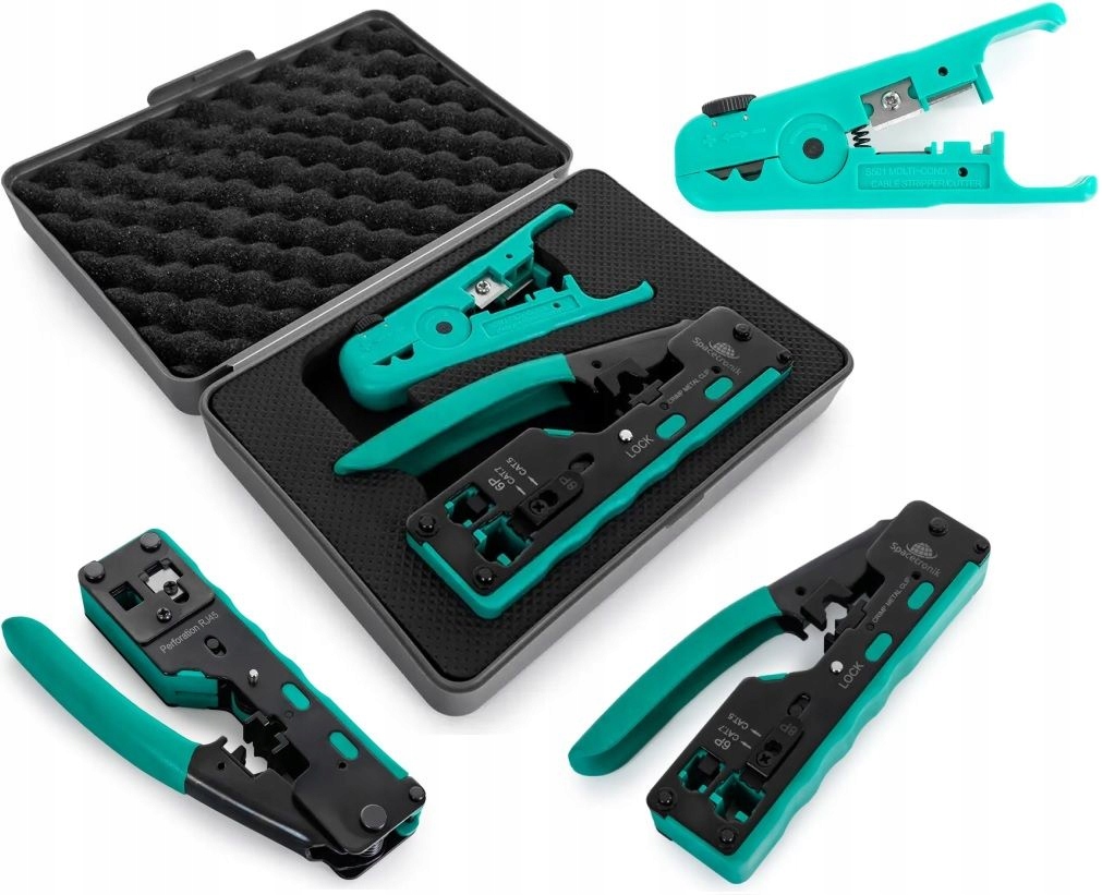 Zaciskarka Przelotowa Wtyków RJ45 Lan RJ12 RJ11 na Kabel Skrętka Utp Ftp