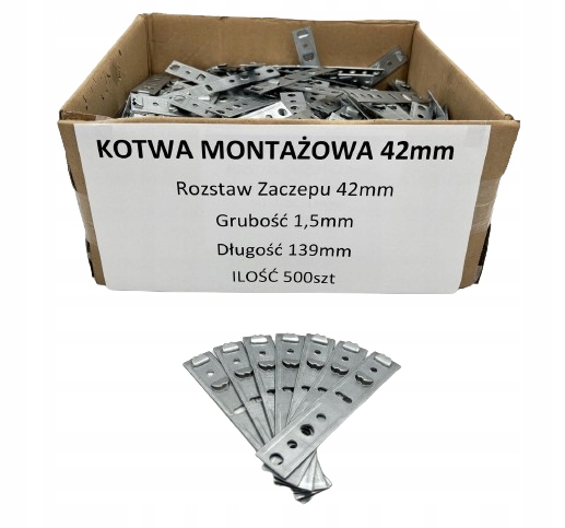 Kotvy na montáž okien Plech 1,5 Veka 42 mm 500 ks