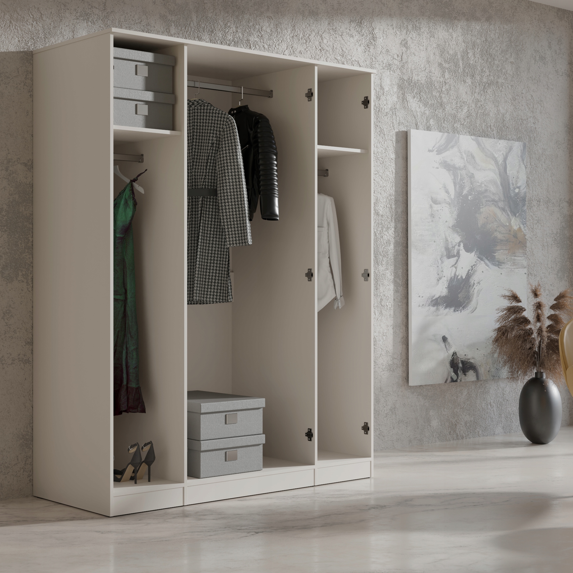 Szafa uchylna z lustrem Monza 4D 160 Kaszmir